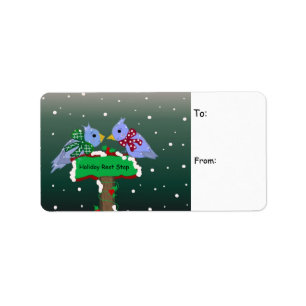 Winter Scene with BlueBirds Gift Tag