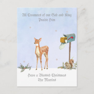 Winter Scene with Deer Religious Card