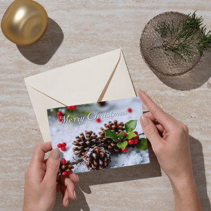 Winter Scene with Pine Cones Merry Christmas  Card
