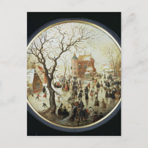 Winter Scene with Skaters near a Castle Postcard