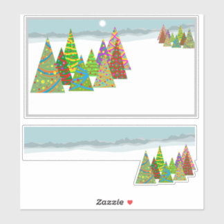 Winter scene with xmas trees