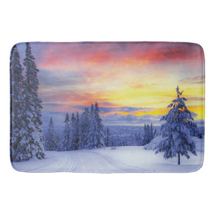 Winter scenery bath mat