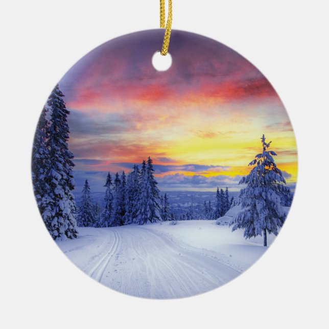 Winter scenery   ceramic tree decoration (Front)