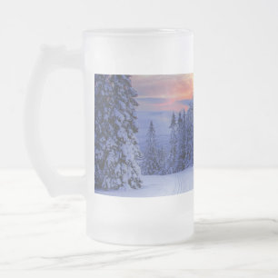 Winter scenery  frosted glass beer mug