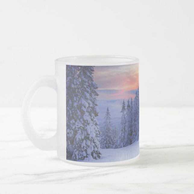 Winter scenery  frosted glass coffee mug (Left)