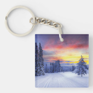Winter scenery key ring