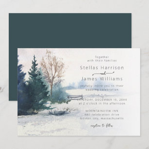 Winter Scenery Pine Tree Wedding Invitation