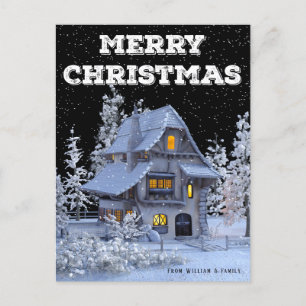 Winter Scenery Snowy House Merry Christmas Holiday