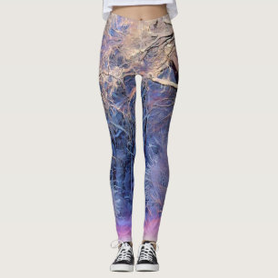 Winter scenery with snowed trees watercolor  leggings