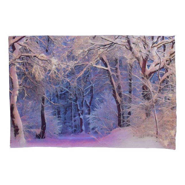 Winter scenery with snowed trees watercolor  pillowcase (Front)