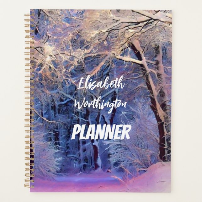 Winter scenery with snowed trees watercolor  planner (Front)