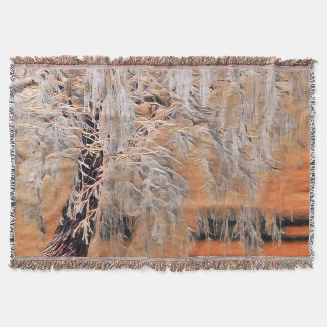 Winter scenery with snowed trees watercolor  throw blanket (Front)