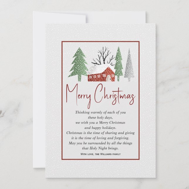 Winter scenery with trees and snow Christmas  Holiday Card (Front)