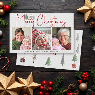 Winter scenery with trees, snow photo Christmas  Holiday Card