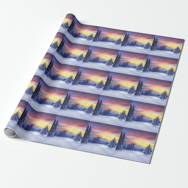 Winter scenery wrapping paper (Unrolled)
