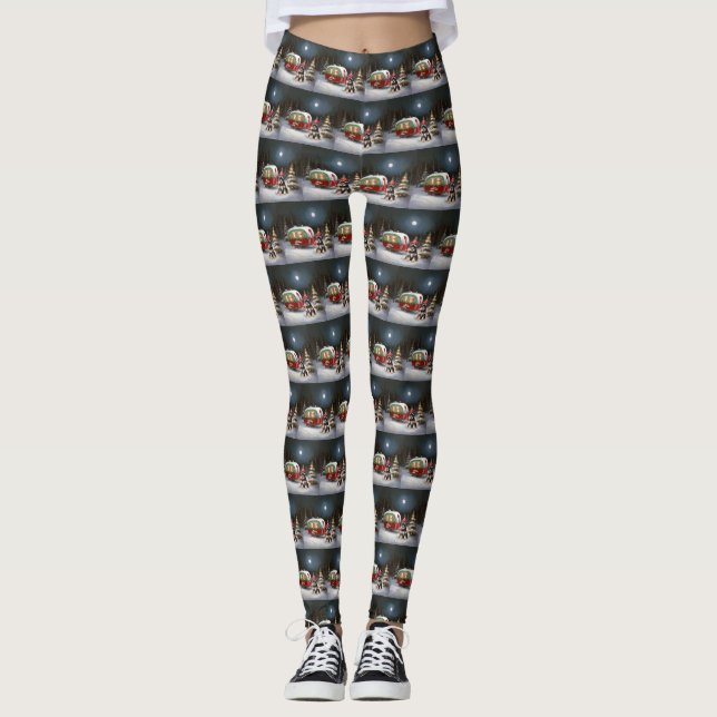 Winter Schnauzer Caravan Christmas Adventure Leggings (Front)