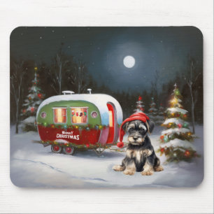 Winter Schnauzer Caravan Christmas Adventure Mouse Mat