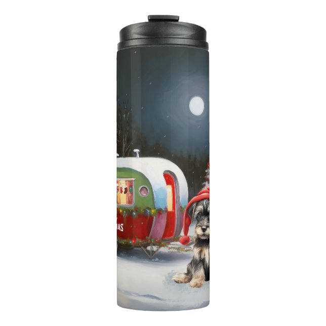 Winter Schnauzer Caravan Christmas Adventure Thermal Tumbler (Front)