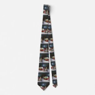 Winter Schnauzer Caravan Christmas Adventure Tie