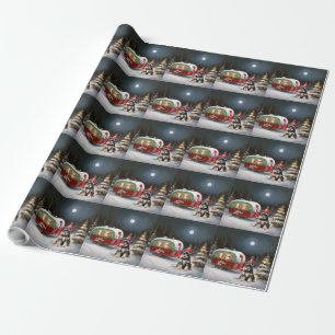 Winter Schnauzer Caravan Christmas Adventure Wrapping Paper