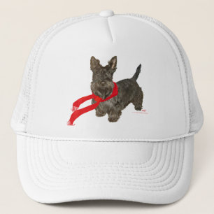 Winter Scottie in Wam Scarf Trucker Hat