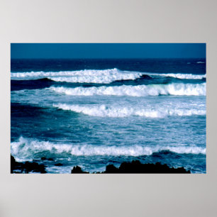 Winter sea in St Ouen's Bay, Jersey Poster