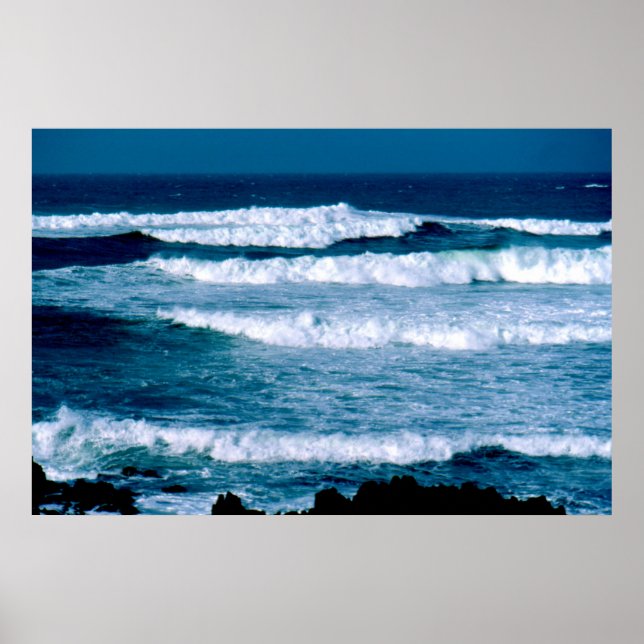 Winter sea in St Ouen's Bay, Jersey Poster (Front)