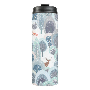 Winter seamless pattern with abstract flat handdra thermal tumbler