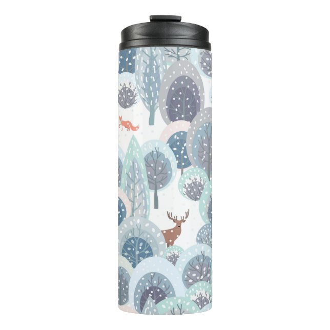 Winter seamless pattern with abstract flat handdra thermal tumbler (Front)