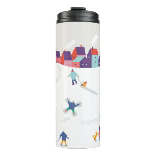 Winter season background people characters. Winter Thermal Tumbler
