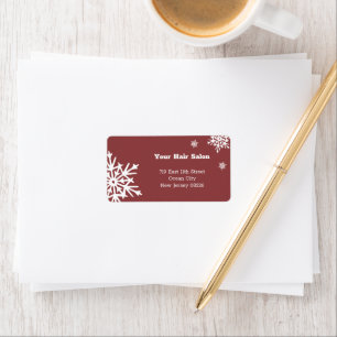Winter Season Burgundy White Snowflakes Address Label