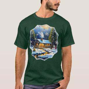 Winter Season Cabin in Snow T-Shirt