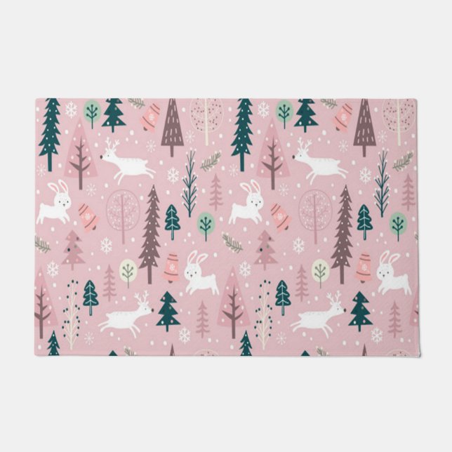 winter season seamless pattern decoration doormat (Front)