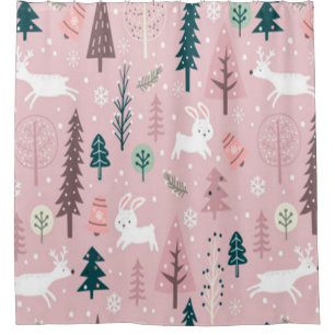 winter season seamless pattern decoration shower curtain