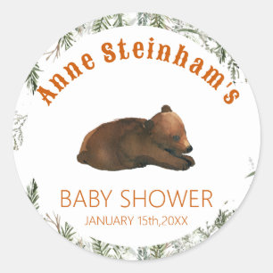 Winter Season Simple Baby Boy Shower  Classic Round Sticker