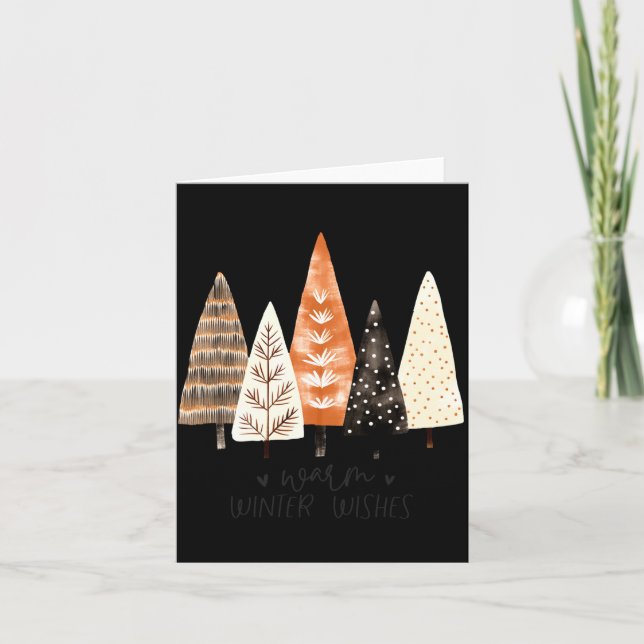 Winter Season Simple Ne Trees  Card (Front)