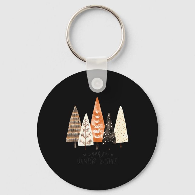 Winter Season Simple Ne Trees  Key Ring (Front)