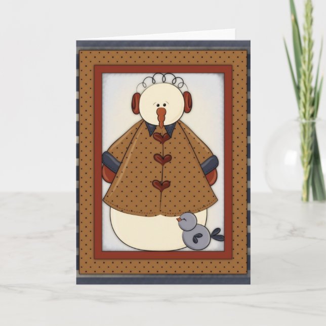Winter Season Snowfolk Snowman Greeting Card 1 (Front)