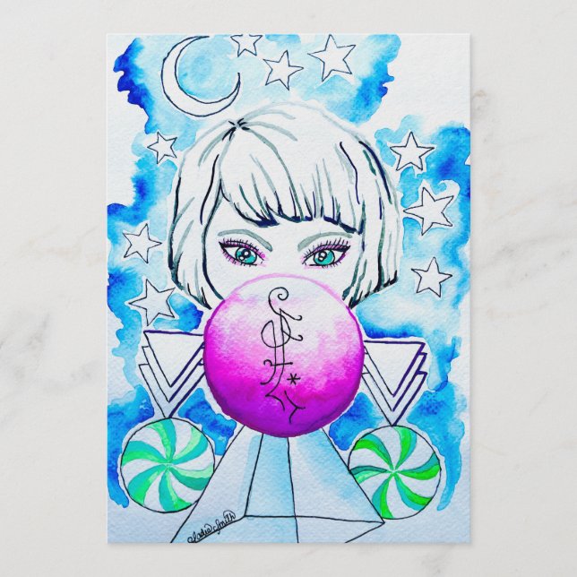 Winter Season Sorceress Watercolor Invitation (Front)