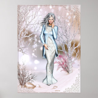 Winter Season Woman Fantasy Artwork Poster