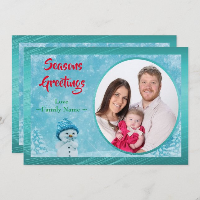 Winter Seasons Greetings Christmas New Year Photo Holiday Card (Front/Back)
