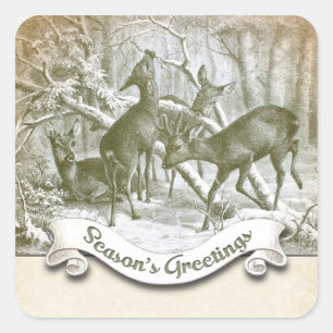 winter season's greetings vintage sticker