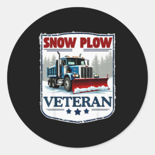 Winter Service Snow Plow Veteran Retired Funny Sno Classic Round Sticker