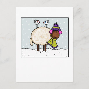 winter sheep postcard