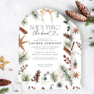 Winter She's Tying the Knot Bow Bridal Shower Invitation