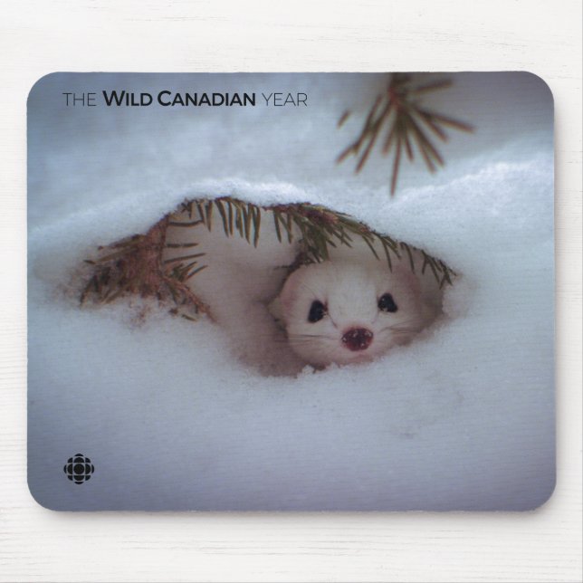 Winter - Short-Tailed Weasel Mouse Mat (Front)