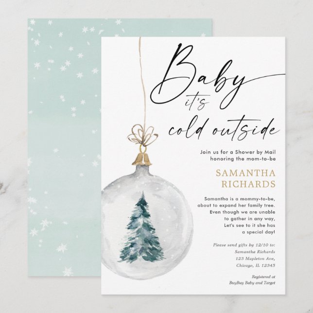 Winter Shower by Mail gender neutral baby shower Invitation (Front/Back)