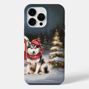 Winter Siberian Husky Caravan Christmas Adventure iPhone 14 Pro Max Case
