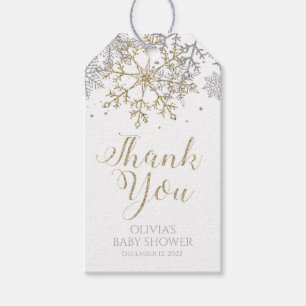 Winter Silve Gold Snowflake Baby Shower Favour Tag