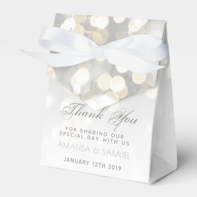 Winter Silver and Gold Sparkle Wedding Favour Box (Front Side)